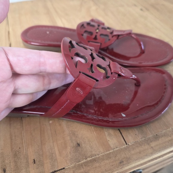 LOT OF 2 Tory Burch Miller Leather Sandals Women's Size 7 Brown Leather Red - Picture 6 of 16